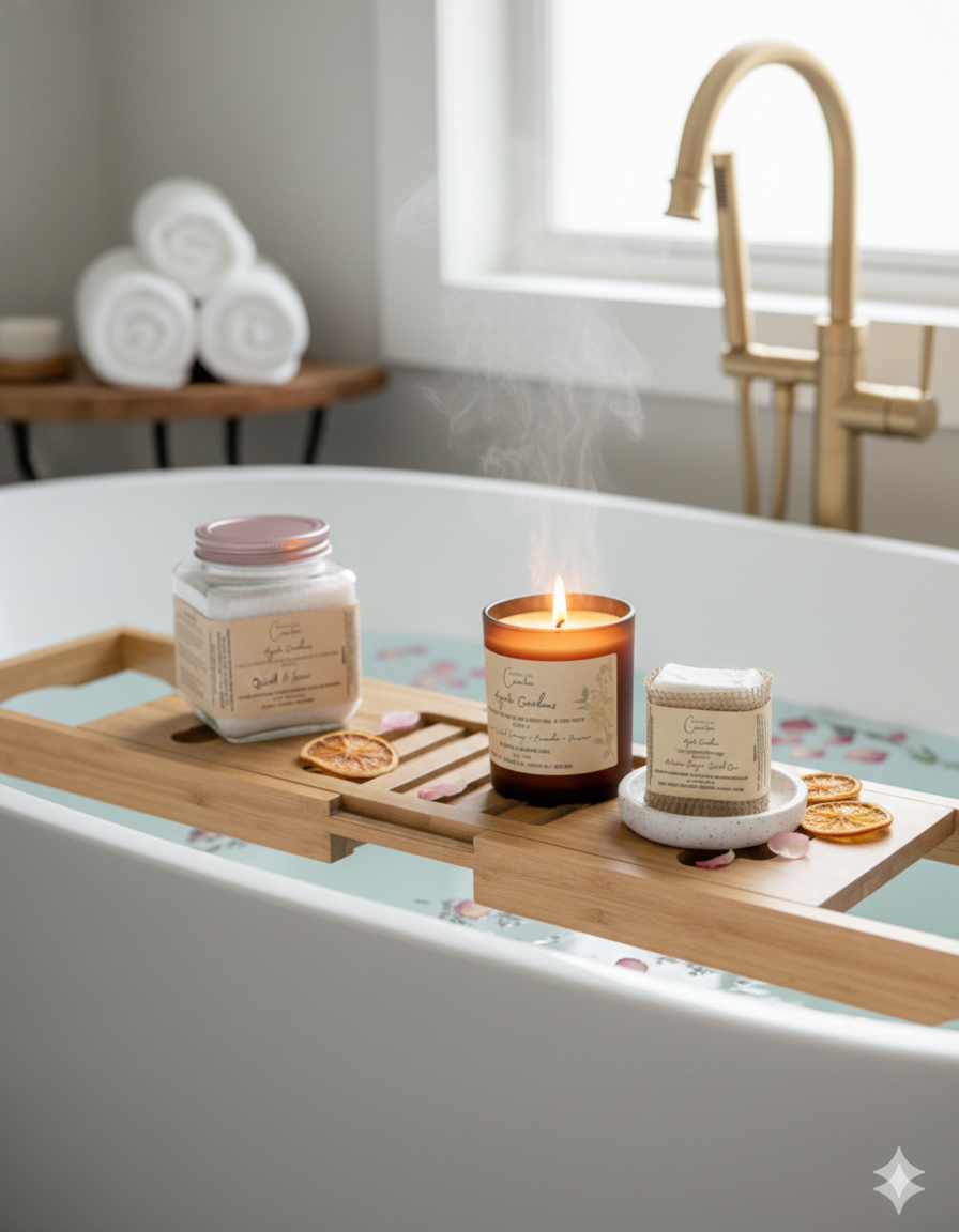 Agate Gardens Ritual Set | Candle, Bath Soak + Sugar Scrub Lotion Bar