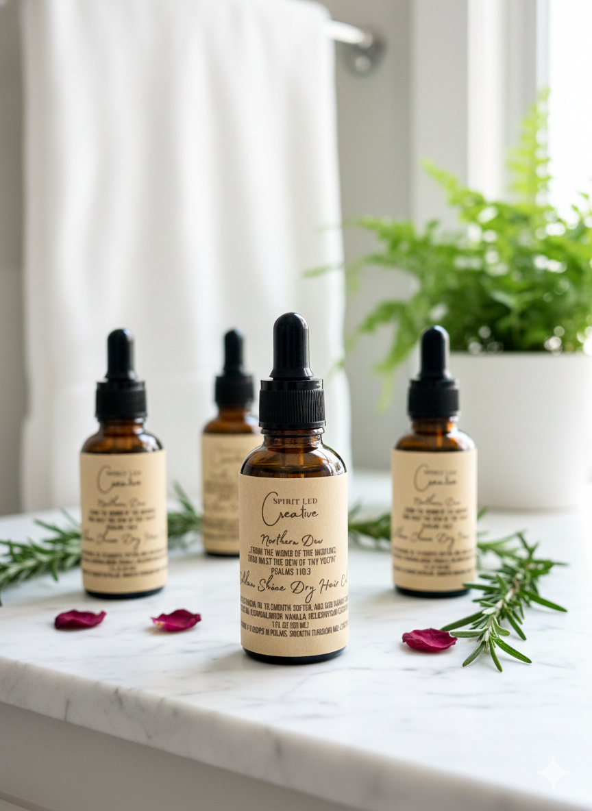 Northern Dew Golden Shine Dry Hair Oil with natural essential and botanical oils Michigan made 1 oz | Spirit Led Creative