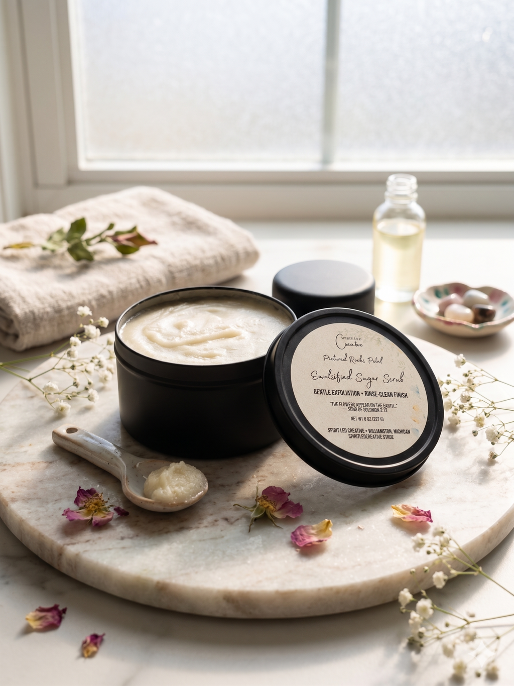 Pictured Rocks Petal Emulsified Sugar Scrub | Gentle Exfoliating Body Scrub | Rinse-Clean Botanical Skincare
