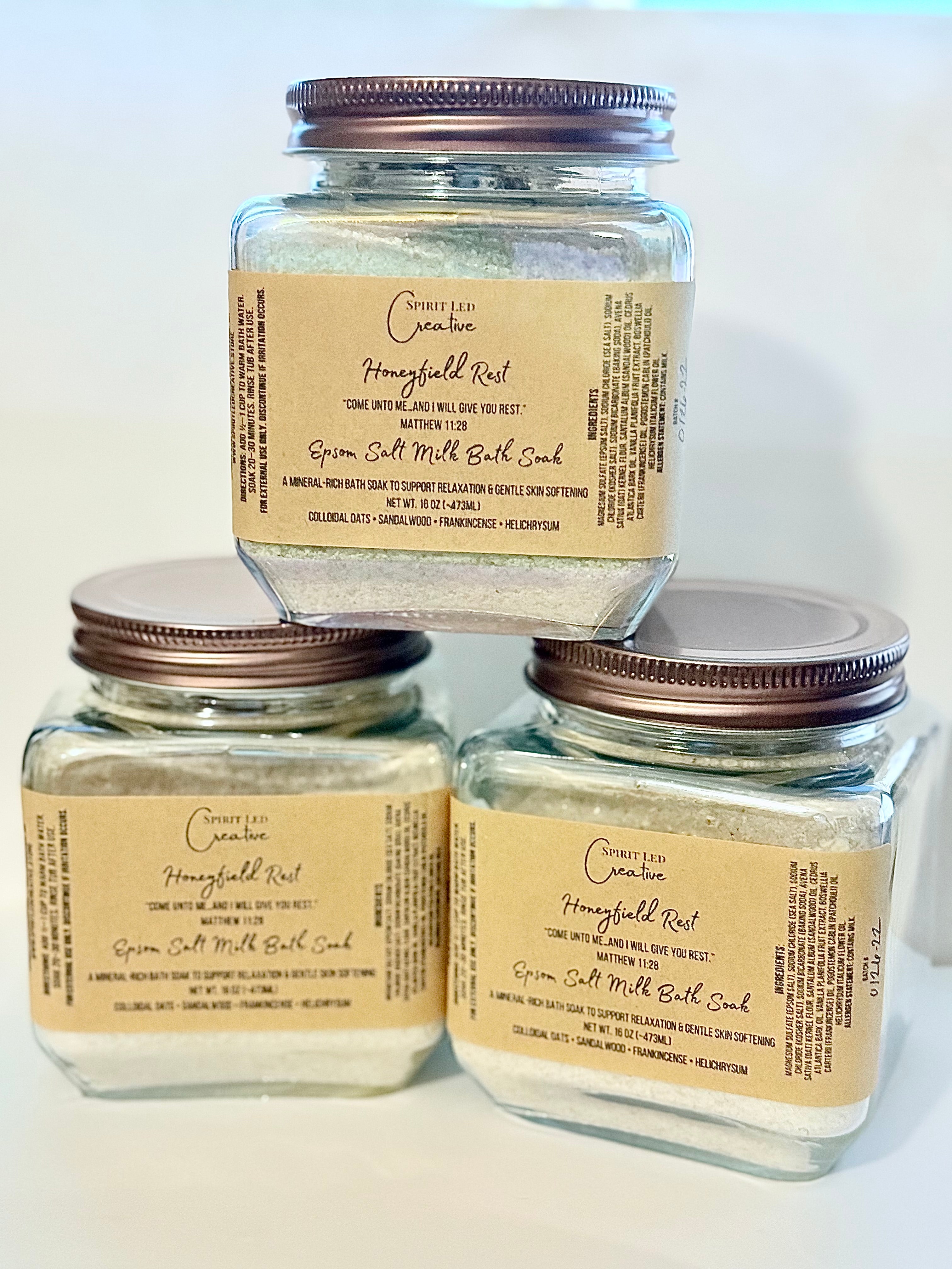 Honeyfield Rest Bath Soak | Mineral Bath Soak with Essential Oils (16 oz)