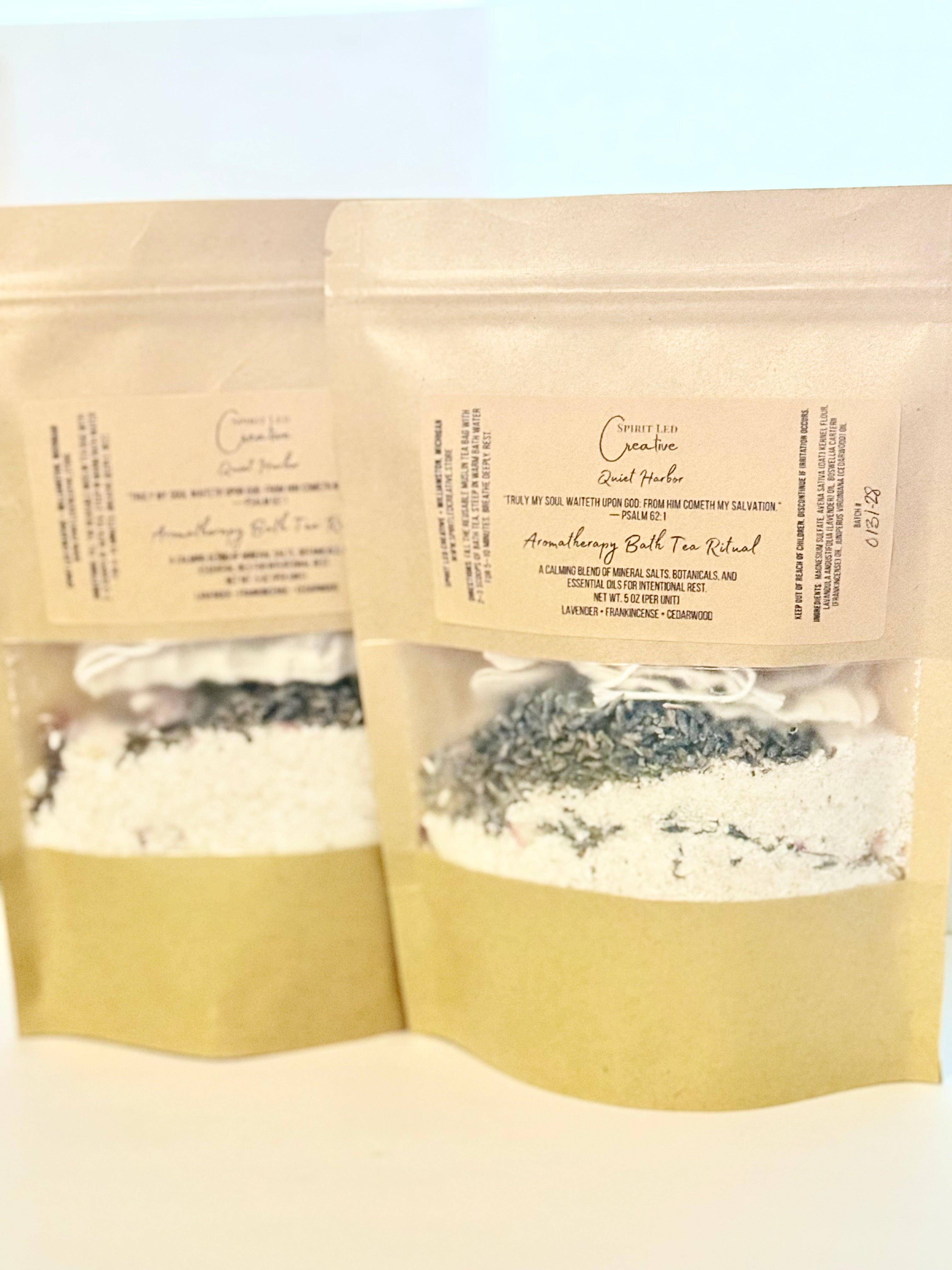 Aromatherapy Bath Tea Ritual | Quiet Harbor • Superior Stillness • Agate Gardens • Honeyfield Rest