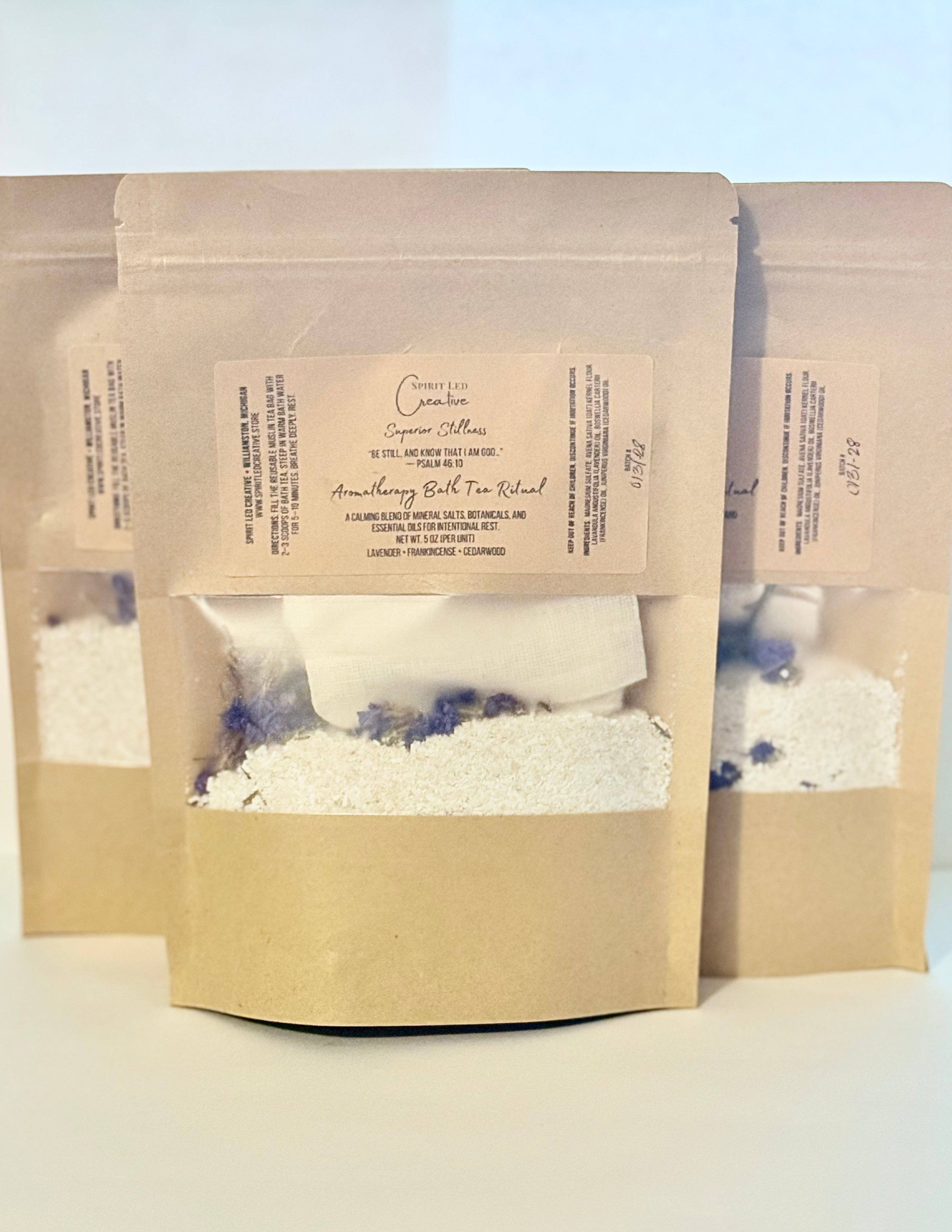 Aromatherapy Bath Tea Ritual | Quiet Harbor • Superior Stillness • Agate Gardens • Honeyfield Rest