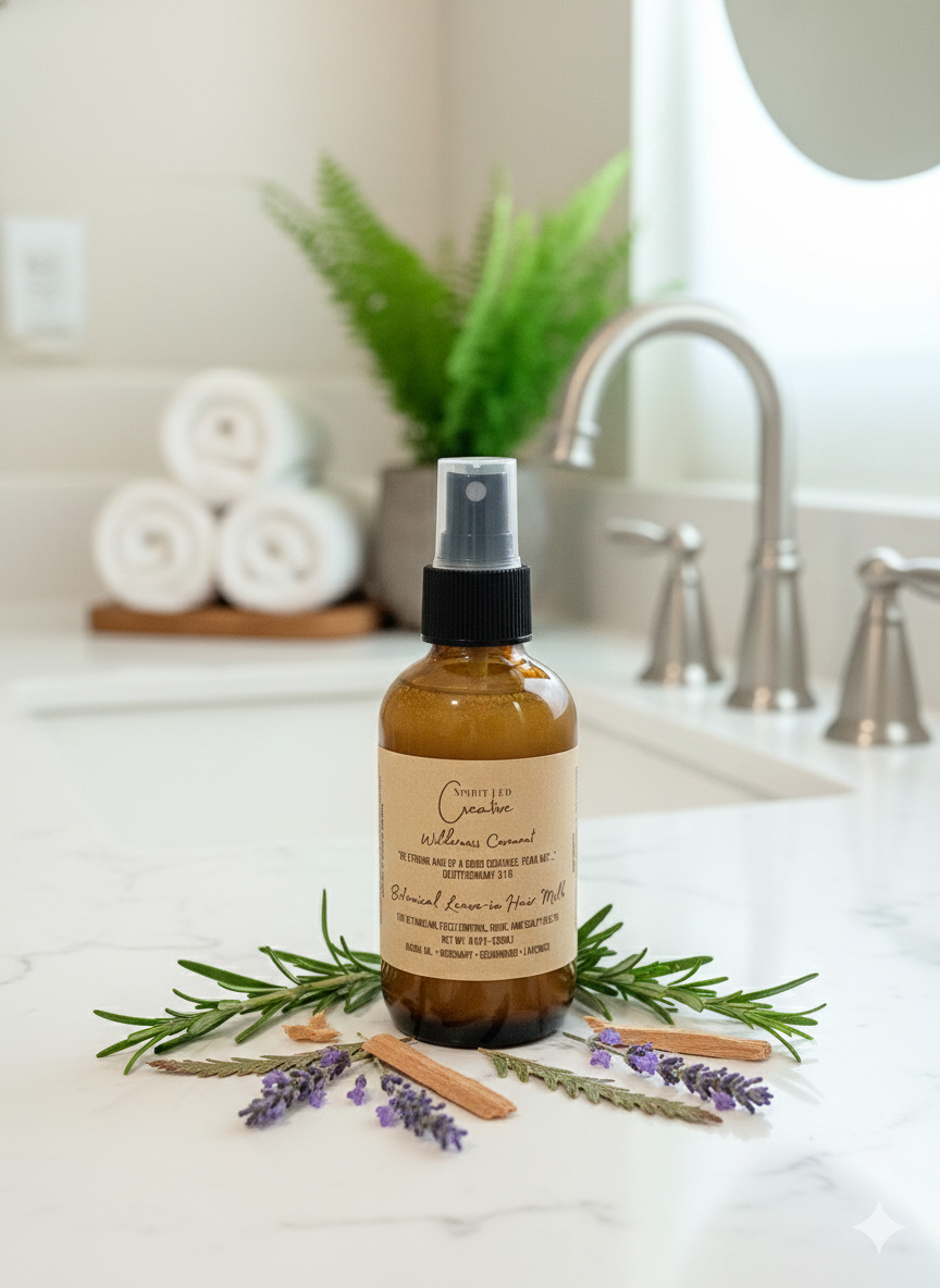Wilderness Covenant Leave-in hair milk natural botanical hair treatment moisturizing spray Michigan | Spirit Led Creative