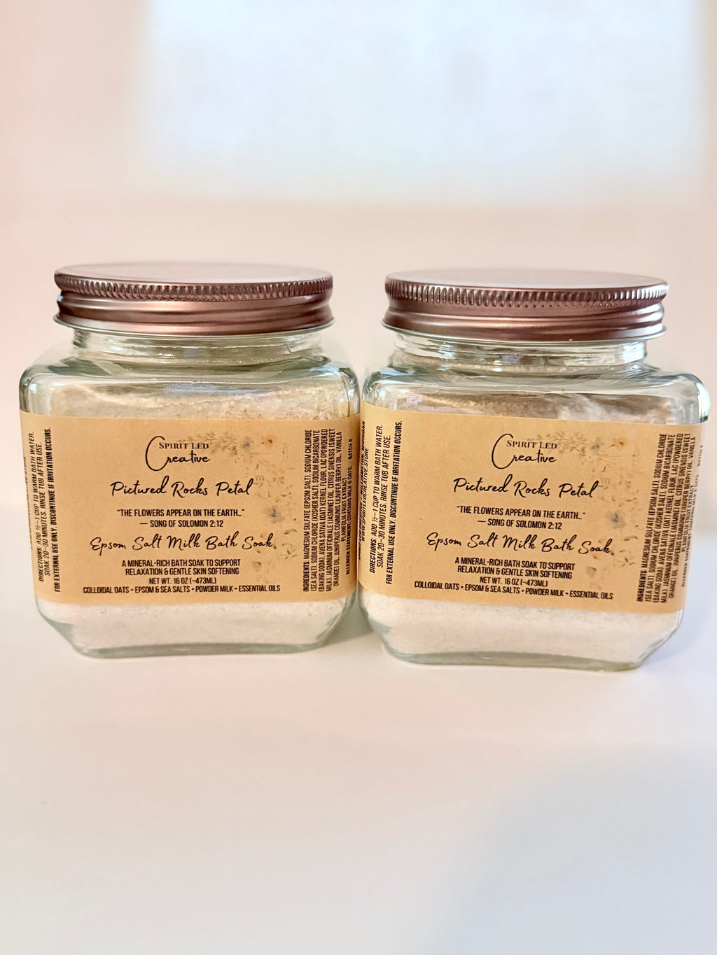 Epsom and Sea Salt Milk Bath Soak in Pictured Rocks Petal. Smal Batch. Michigan Made. Spirit Led Creative. 