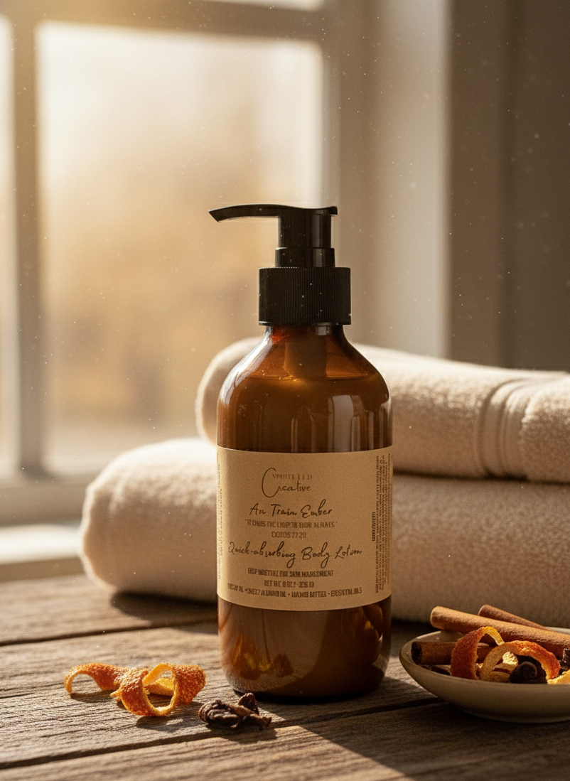 Au Train Ember Aromatherapy Body Lotion (8 oz) | Warm Resin Botanical Moisturizer