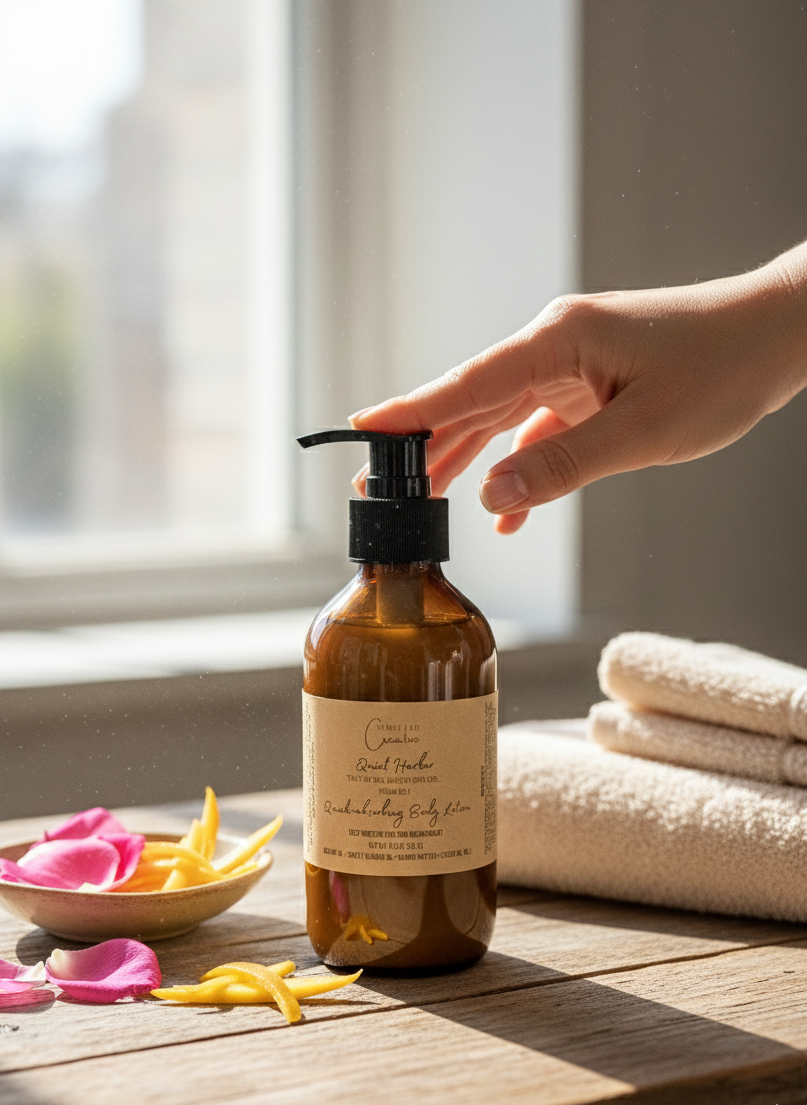 Quiet Harbor Aromatherapy Body Lotion (8 oz) | Fast-Absorbing Botanical Moisturizer