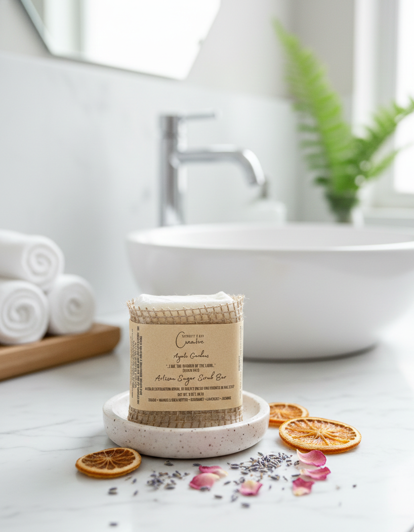 Agate Gardens Sugar Scrub Lotion Bar | Bright Botanical Exfoliating Body Bar