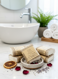 Quiet Harbor sugar scrub lotion bar with calming botanical essential oils for gentle exfoliation | Small batch, Michigan made

